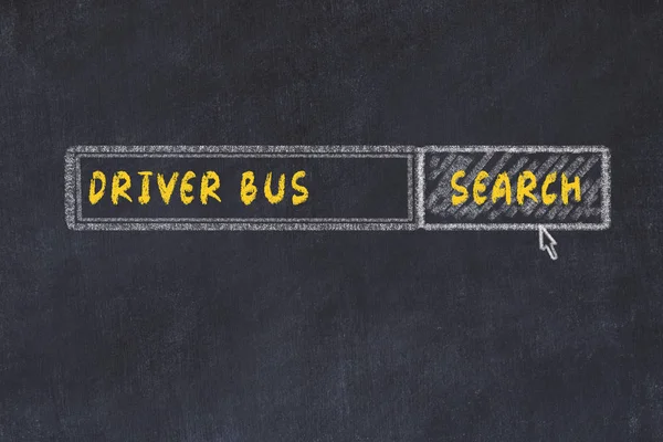 Tebeşir tahtası kroki arama motoru. Sürücü otobüs için arama kavramı