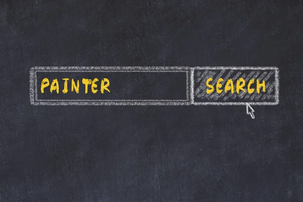 Chalk board sketch of search engine. Concept of searching for painter — Stock Photo, Image
