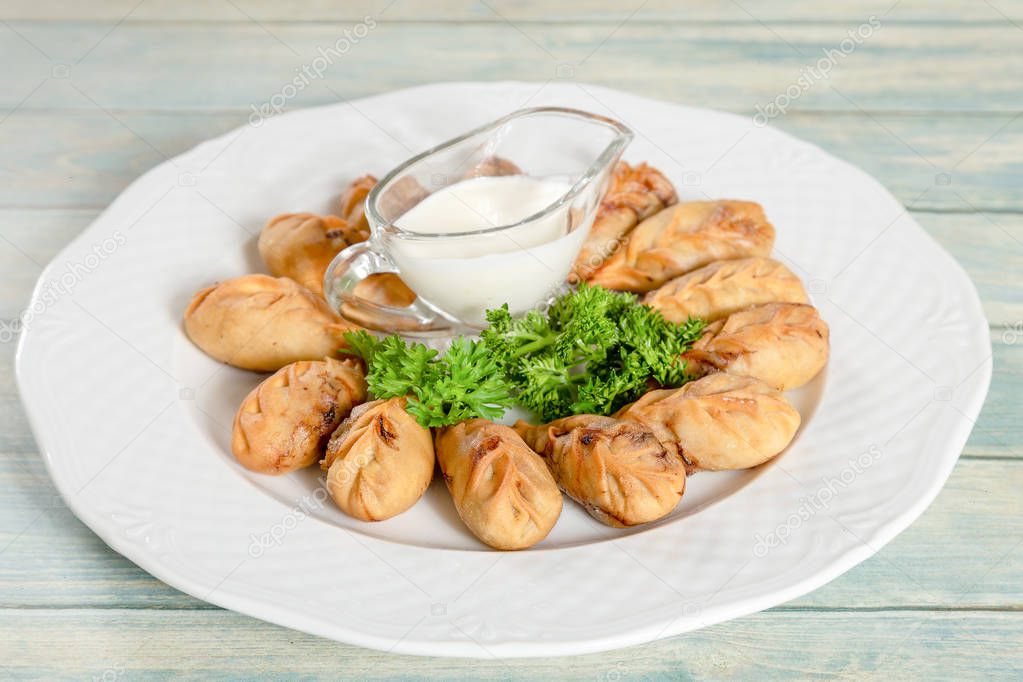 Gurza - traditional azerbaijanian fried dumplings of beef and mutton