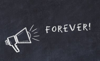 Hoparlör ile yönetim kurulu kroki tebeşir ve sonsuza kadar ifade