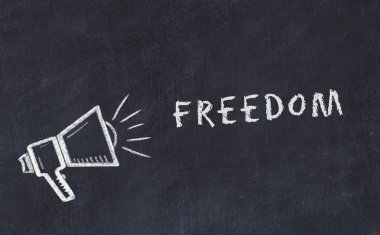 Tebeşir tahtası kroki hoparlör ve ifade özgürlüğü ile