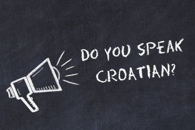 Öğrenme yabancı dil kavram. Tebeşir sembolü ifade ile hoparlörün Hırvat biliyor musun