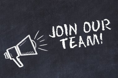 Tebeşir tahtası kroki hoparlör ve cümle ile katılmak ekibimiz