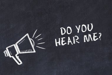 Hoparlör ve cümle ile Chalk Pano kroki beni duyuyor musun