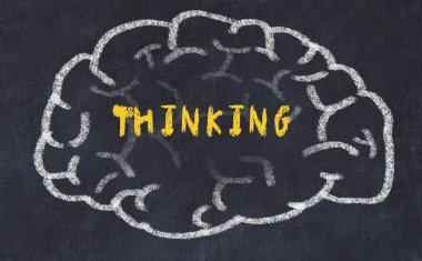 Yazıt düşünce ile insan beyninin tebeşir çizimi