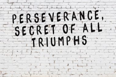 Boyalı siyah motivasyonel alıntı yazıtı ile beyaz tuğla duvar