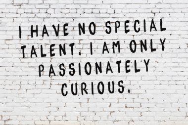 Boyalı siyah motivasyonel alıntı yazıtı ile beyaz tuğla duvar