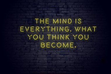 Tuğla duvara karşı olumlu bilge motivasyonel teklif ile Neon işareti 