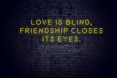 Tuğla duvara karşı olumlu bilge motivasyonel teklif ile Neon işareti 