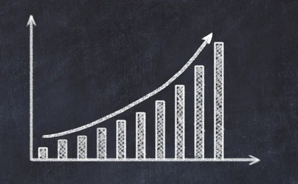 Disegno lavagna di grafico crescente con freccia verso l'alto. Concetto aziendale . — Foto Stock