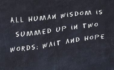 El yazısı bilge motivasyonel alıntı ile siyah kara tahta 