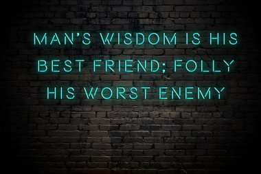 Tuğla duvara karşı olumlu akıllıca motivasyonel alıntı Neon yazıt 