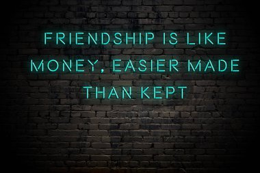 Tuğla duvara karşı olumlu akıllıca motivasyonel alıntı Neon yazıt 