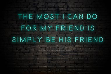 Tuğla duvara karşı olumlu akıllıca motivasyonel alıntı Neon yazıt 