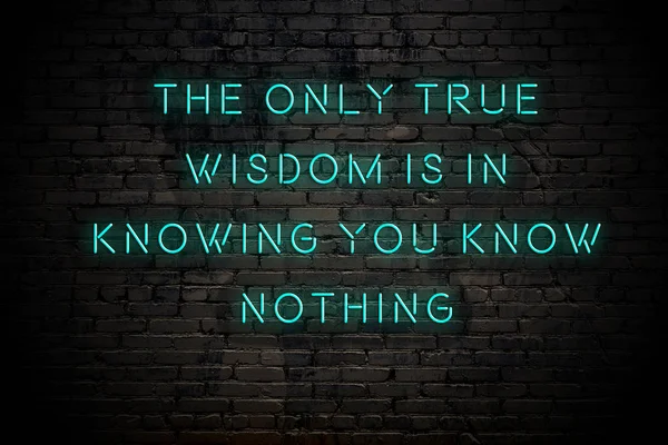 Neon inskrift av positiv Wise motiverande citat mot tegelvägg — Stockfoto