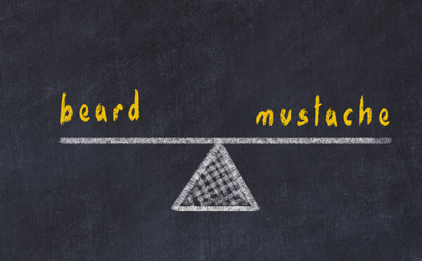 Набросок чешуи на доске. Концепция баланса между бородой и усами
