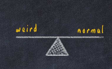 Pullar, tebeşir tahtası çizimi. Garip ve normal arasında denge kavramı