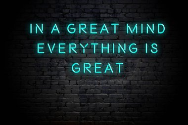 Tuğla duvara karşı olumlu akıllıca motivasyonel alıntı Neon yazıt 