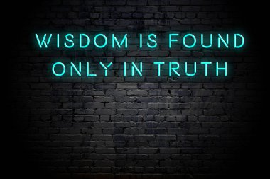 Tuğla duvara karşı olumlu akıllıca motivasyonel alıntı Neon yazıt 