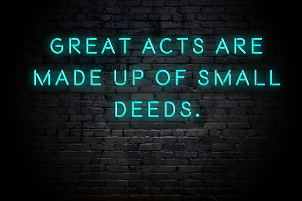 Tuğla duvara karşı olumlu akıllıca motivasyonel alıntı Neon yazıt 