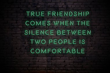 Karanlıkta tuğla duvarda bilge alıntı ile Neon işareti