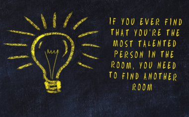 Sanat ve yaratıcılık hakkında ampul ve yazıt tebeşir çizimi