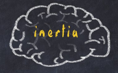 Yazıt atalet ile tebeşir tahtası üzerinde insan beyninin Drawind