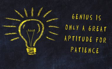 Sanat ve yaratıcılık hakkında ampul ve yazıt tebeşir çizimi