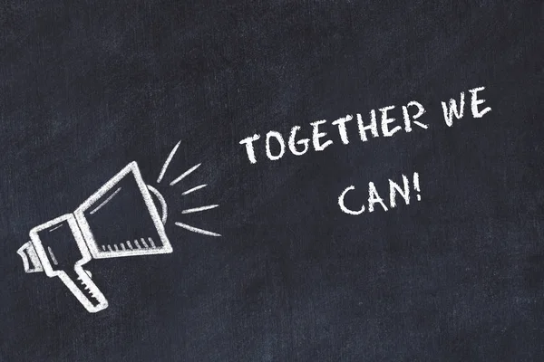 Hoparlör ve el yazısı kısa sloganı ile tebeşir kurulu kroki