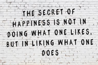 Bilgece alıntıların yazılı olduğu siyah boyanmış beyaz tuğla duvar