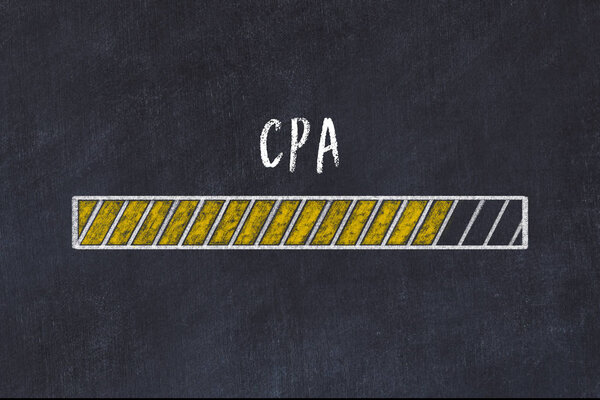 Рисунок мелом индикатора загрузки с надписью cpa
