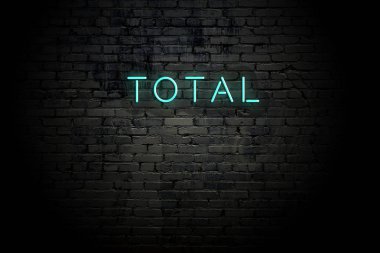 Neon yazıt lı vurgulu tuğla duvar toplamı