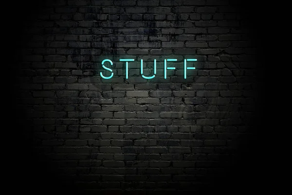 Neon yazıtlı vurgulu tuğla duvar — Stok fotoğraf
