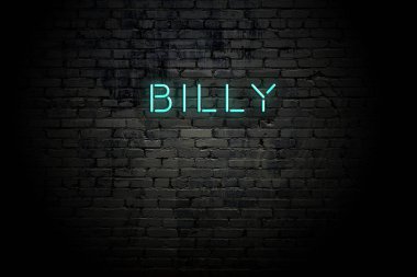 Neon yazıtlı vurgulu tuğla duvar billy