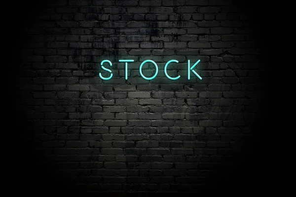 Markerad tegelvägg med neoninskrift lager — Stockfoto