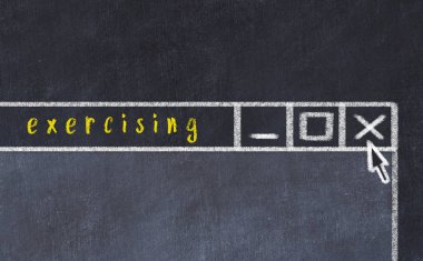 Sorunla başa çıkma kavramı. Resim yazısı egzersiz ile kapanış programı penceresinin tebeşir çizimi