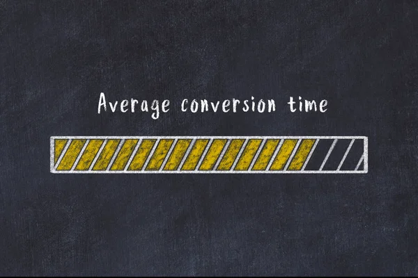 Chalk drawing of loading progress bar with inscription average conversion time