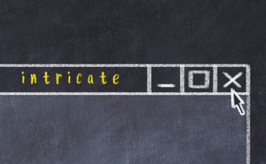 Sorunla başa çıkma kavramı. Resim yazısı karmaşık olan kapanış programı penceresinin tebeşir çizimi