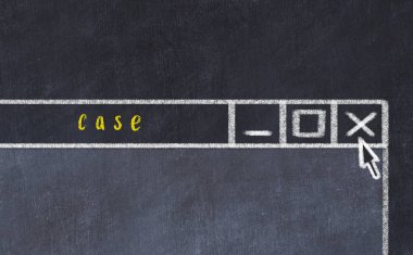 Sorunla başa çıkma kavramı. Resim yazısı örneği ile kapanış programı penceresinin tebeşir çizimi