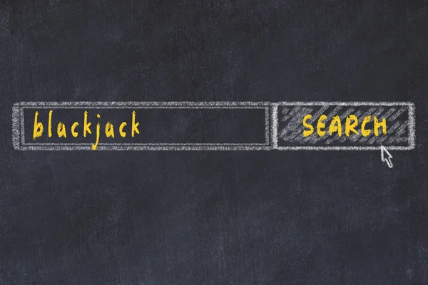 Chalkboard drawing of search browser window and inscription blackjack — Stock Photo, Image