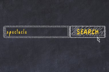 Chalkboard drawing of search browser window and inscription spectacle
