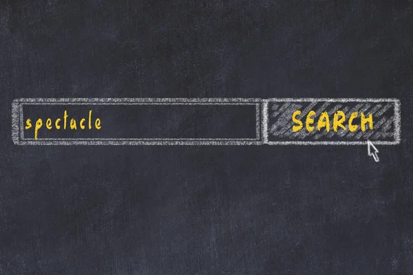 Chalkboard drawing of search browser window and inscription spectacle — Stock Photo, Image