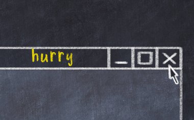 Yazı ile birlikte tarayıcı penceresinin tebeşir sürükleme acele 