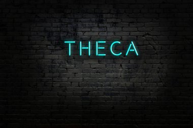 Tuğla duvardaki neon ışıklarının gece görüşü