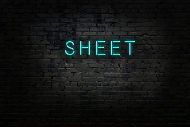 Tuğla duvardaki neon ışıklarının gece görüşü