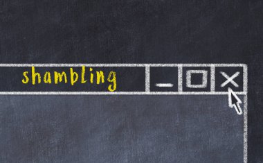 Üzerinde yazı olan tarayıcı penceresinin tebeşir sürükleyicisi 