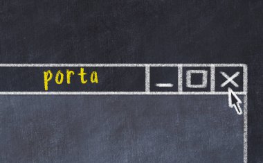 Sorunlarla başa çıkma kavramı. Tarayıcı penceresini başlık portasıyla kapatmanın tebeşir çizimi