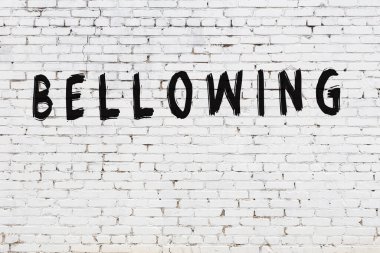 Kelimeler beyaz tuğla duvara yazıldı.