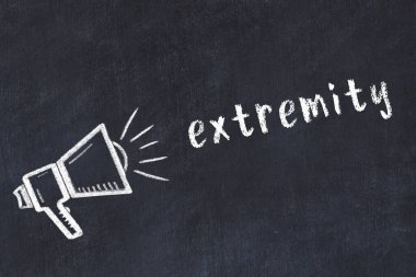 Tebeşir hoparlörü ve kara karatahtaya yazılan el yazısı.