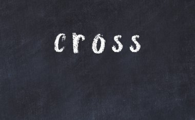 Üzerinde yazı haçı olan siyah karatahta